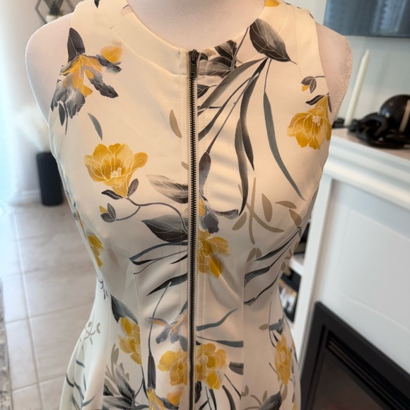 Bar III Yellow and Gray Fit and Flare Midi Dress - Picture 3 of 6